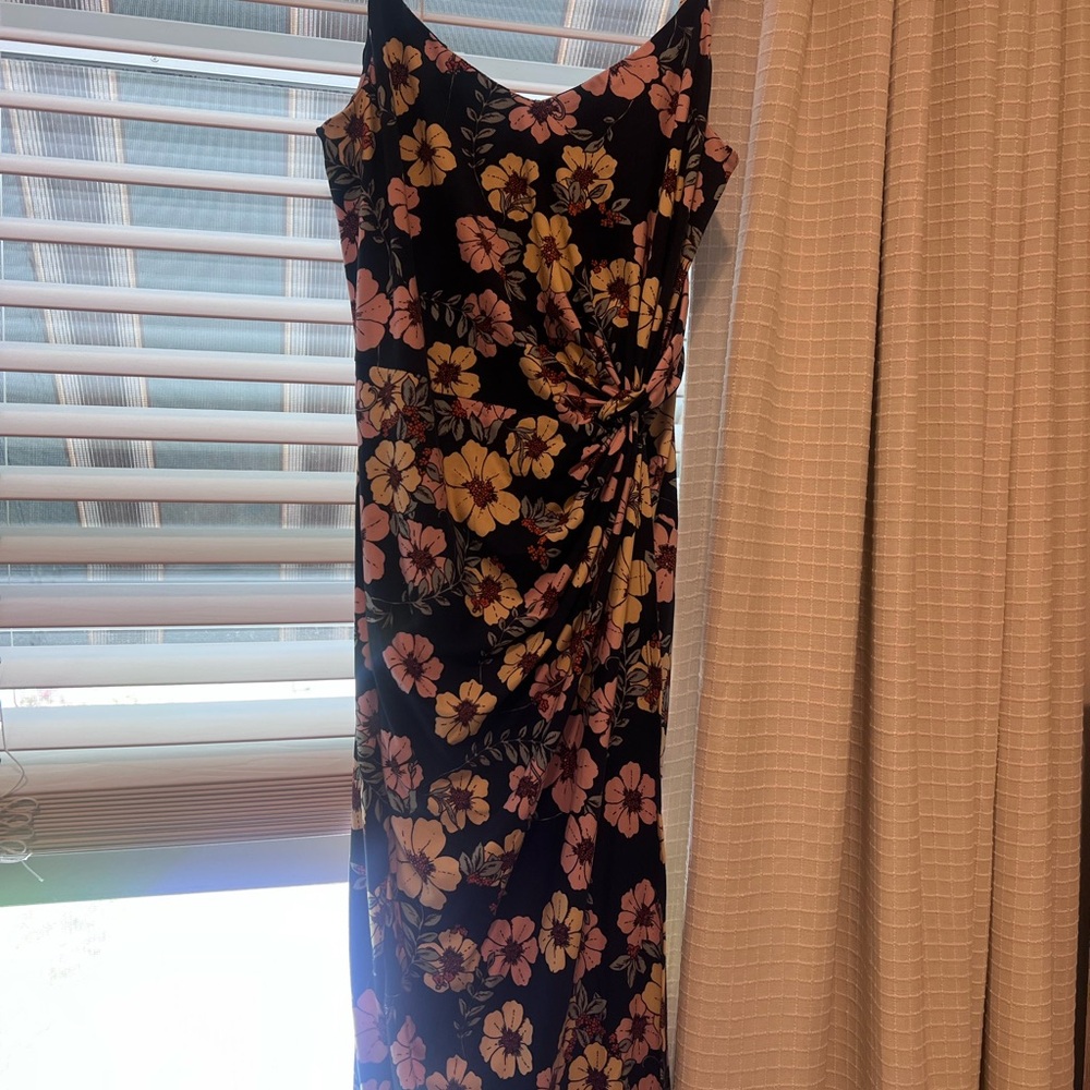 Nine Britton Blue Sleeveless Ruched Maxi Dress